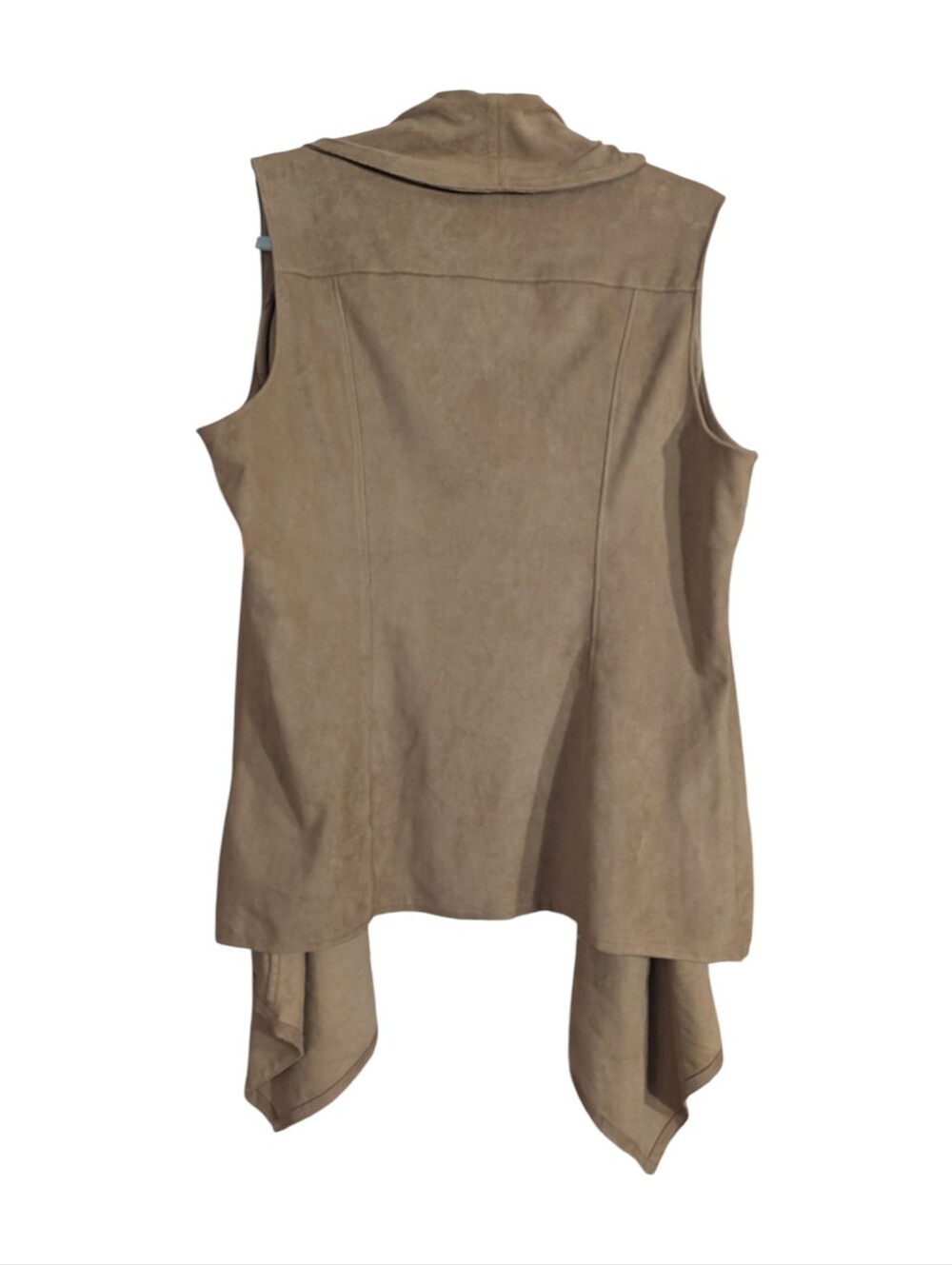 INC International Concepts Taupe Faux Suede Drape Front Vest L Western Boho - Picture 6 of 9